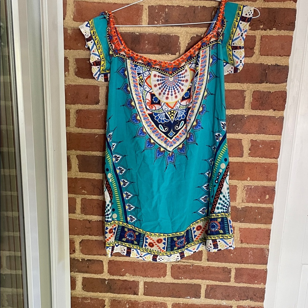 Flying Tomato Teal and Orange Boho Dress